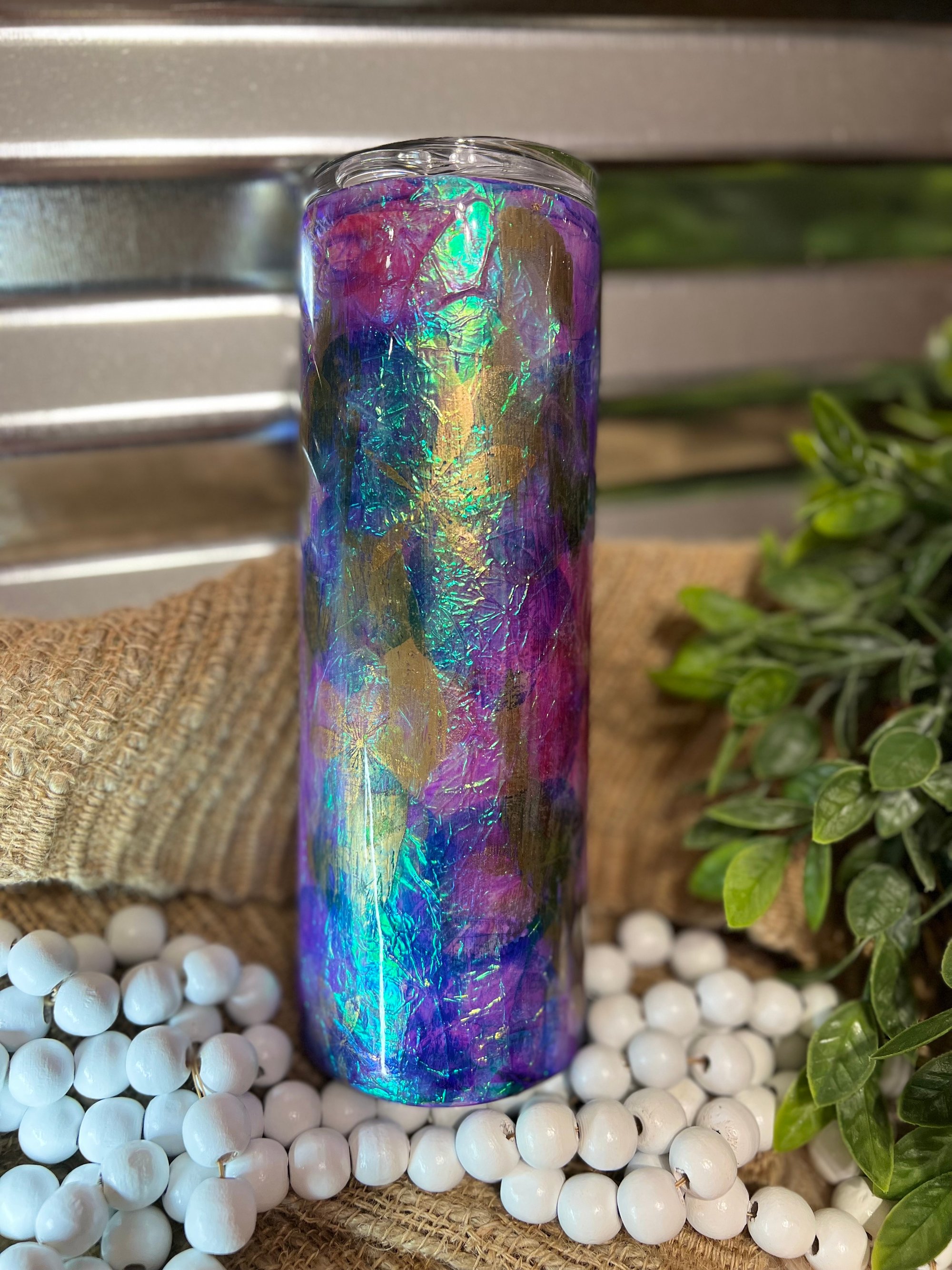 20 ounce shimmer epoxy tumbler